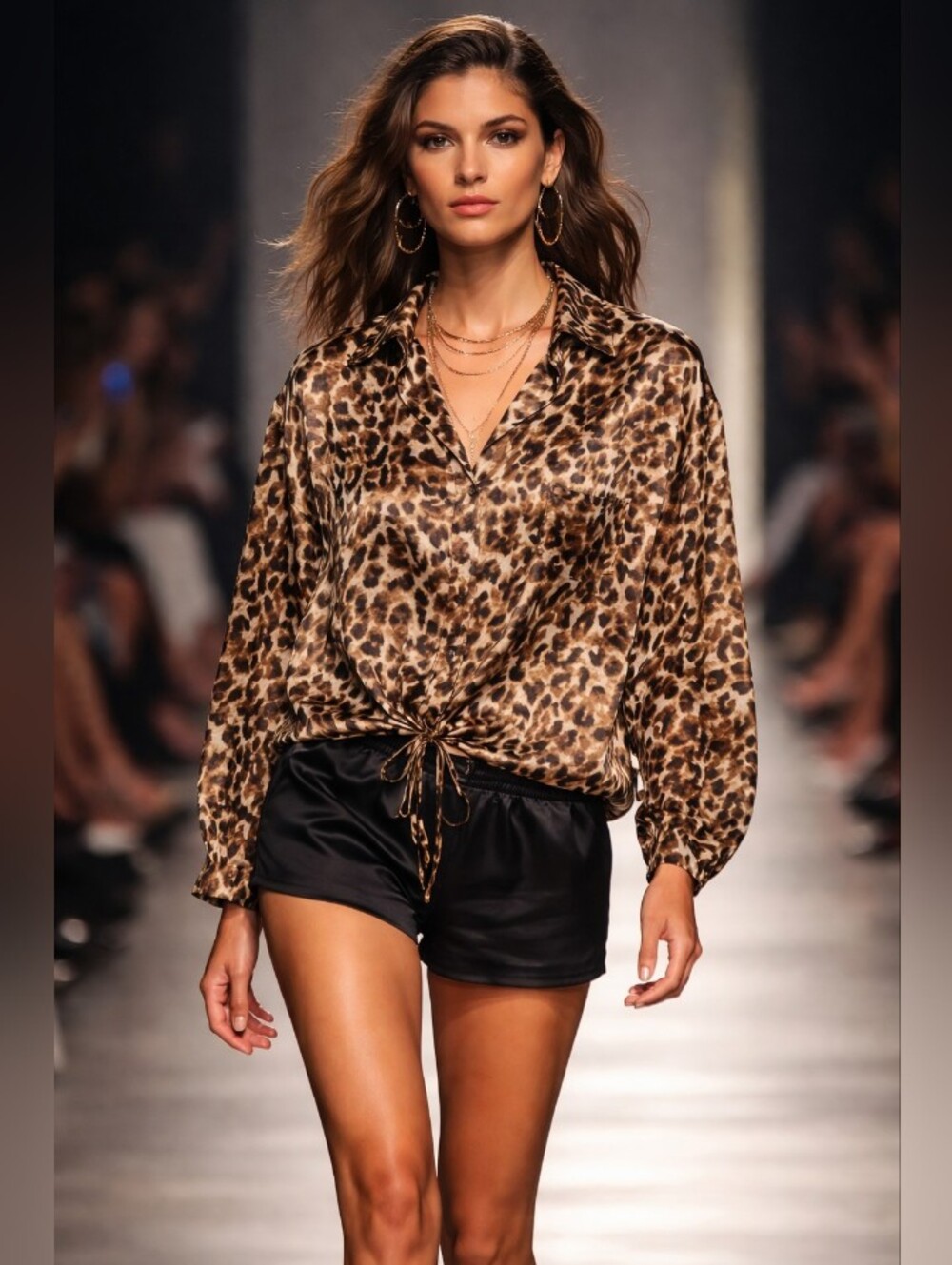 Rebecca Minkoff Leopard Print Top in Brown and Black